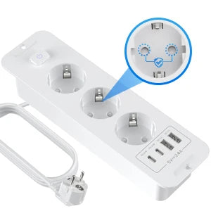 7-in-1 Ultra-Thin Desktop Power Strip with 20W USB-C Fast Charging