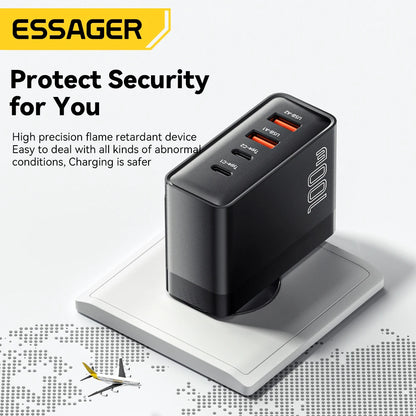 100W GaN Fast Charger - 4-Port USB-C Desktop Power Adapter for Laptop & Phone