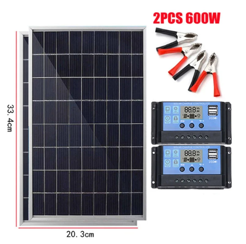 Portable 12V Solar Panel Charger - High Efficiency Outdoor Power Supply