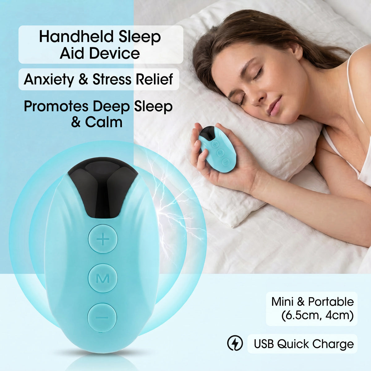 Portable Handheld Sleep Aid & Anxiety Relief Device with Micro-Current Therapy