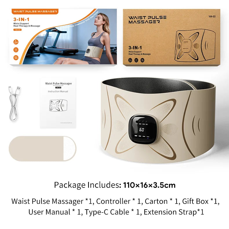 Electric Pulse Waist & Abdominal Massager with Heat & Toning Support - 22