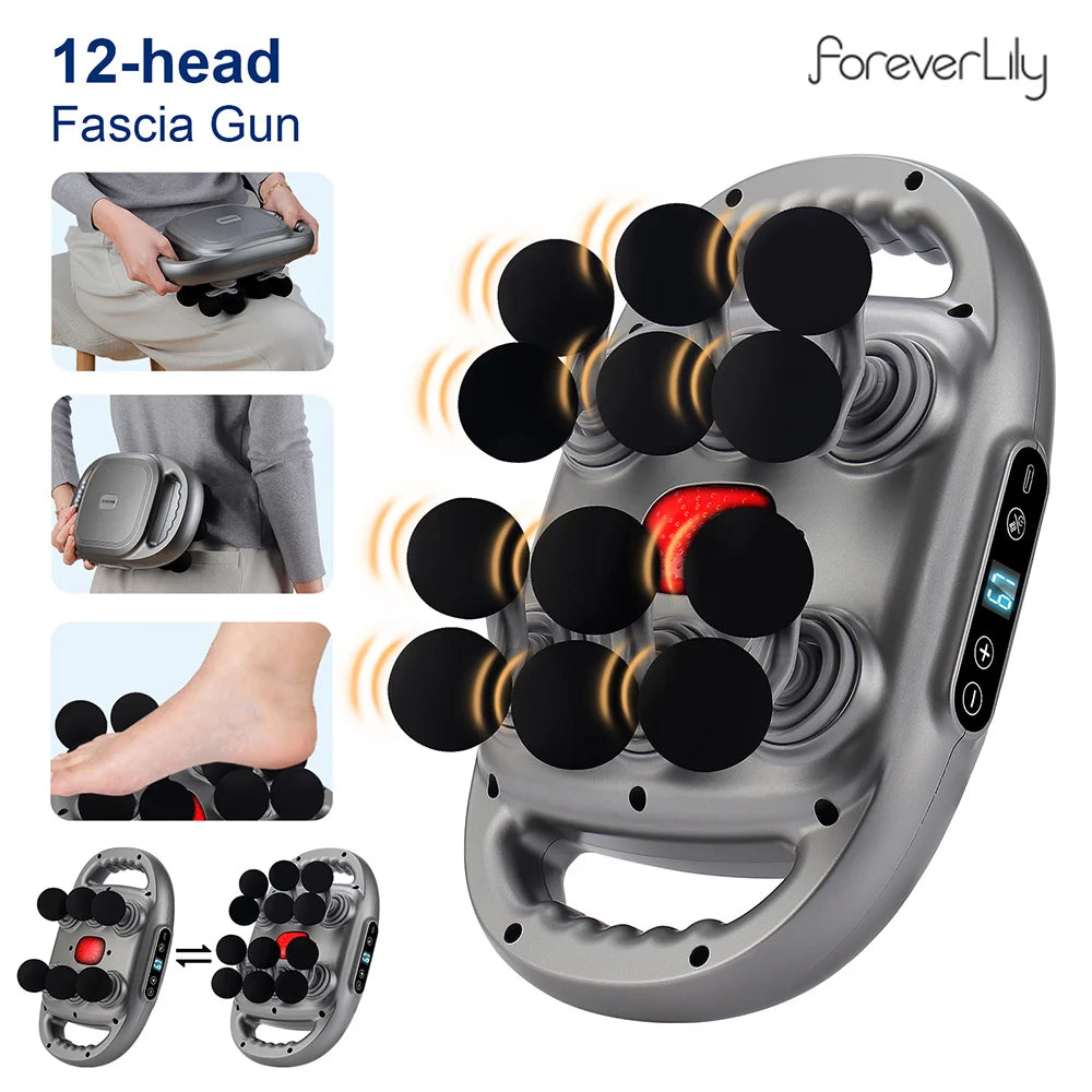 12-Head Deep Tissue Massage Gun for Full Body Relief - 1