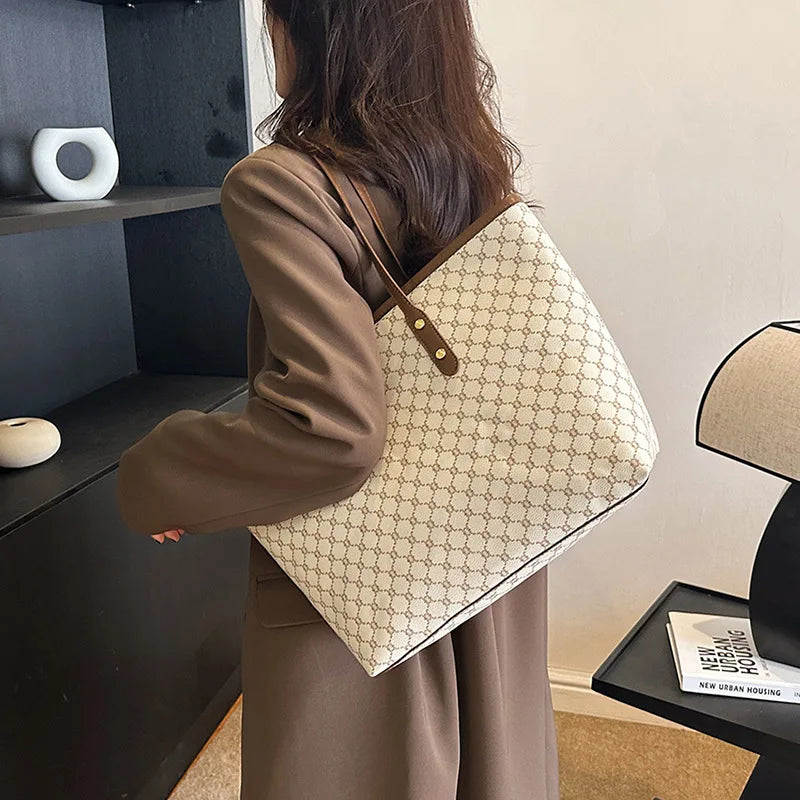 Textured Plaid Tote