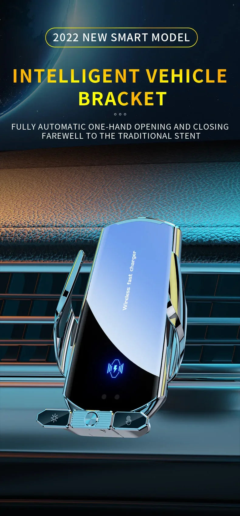 15W Automatic Clamping Car Wireless Charger & Magnetic Phone Mount - 7