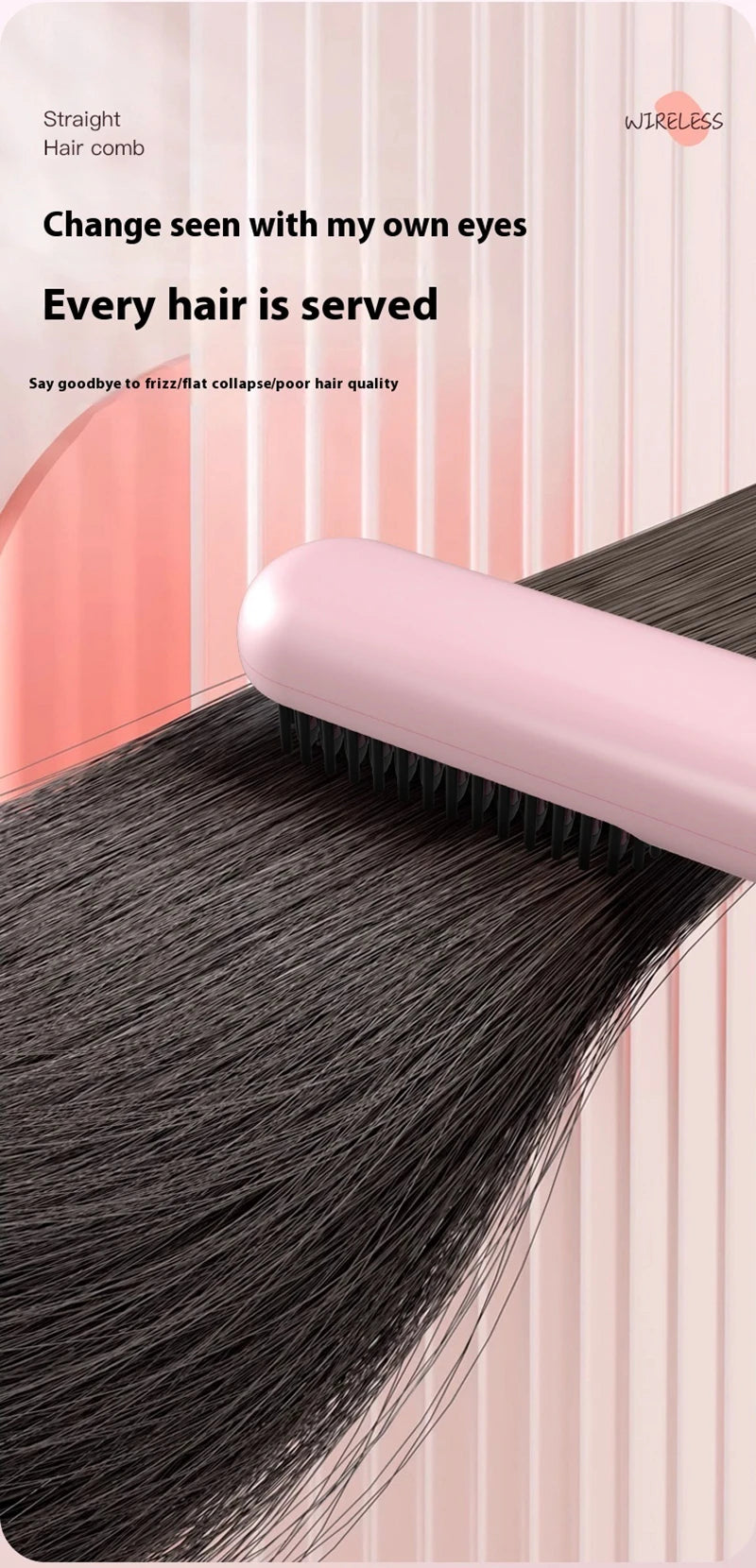 Fast Heating Cordless Hair Straightening Brush - Anti-Frizz Ionic Styling Comb - 11