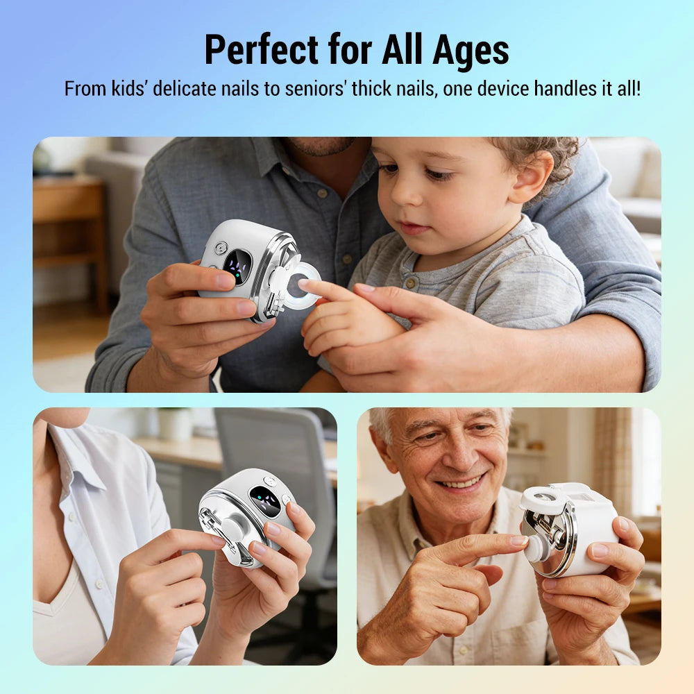 Automatic Electric Nail Clipper with LED Magnifier & Nail Polisher