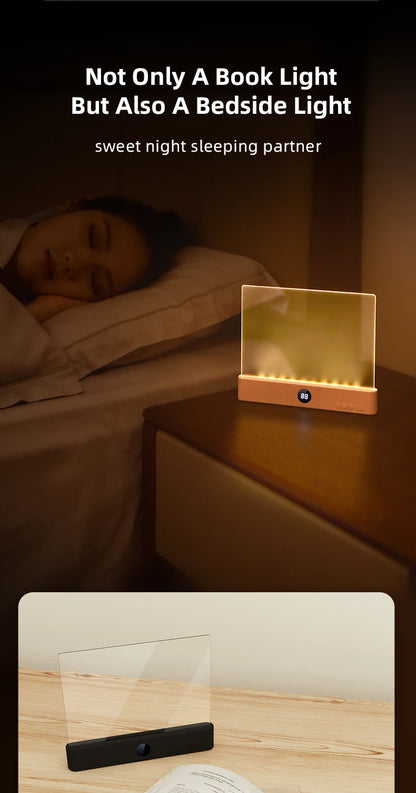Flat Panel LED Book Reading Light - Rechargeable Eye-Caring Night Light with Timer