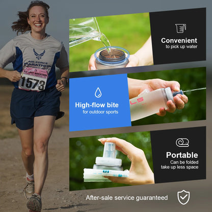Collapsible Soft Sports Water Bottle - Portable Running & Hiking Flask