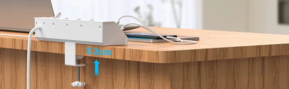 EU Desk Clamp Power Strip with 4 USB Ports, 2 USB-C & Surge Protection