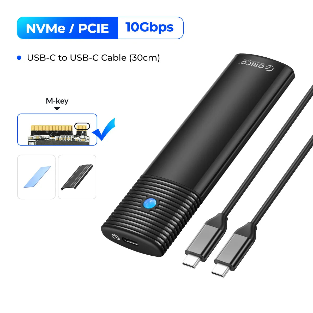 10Gbps M.2 NVMe SSD Enclosure Tool-Free Aluminum Case for 2280/2230 SSD - 37