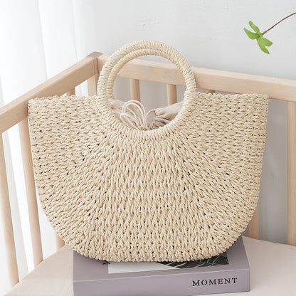 Luxury Half-moon Straw Tote