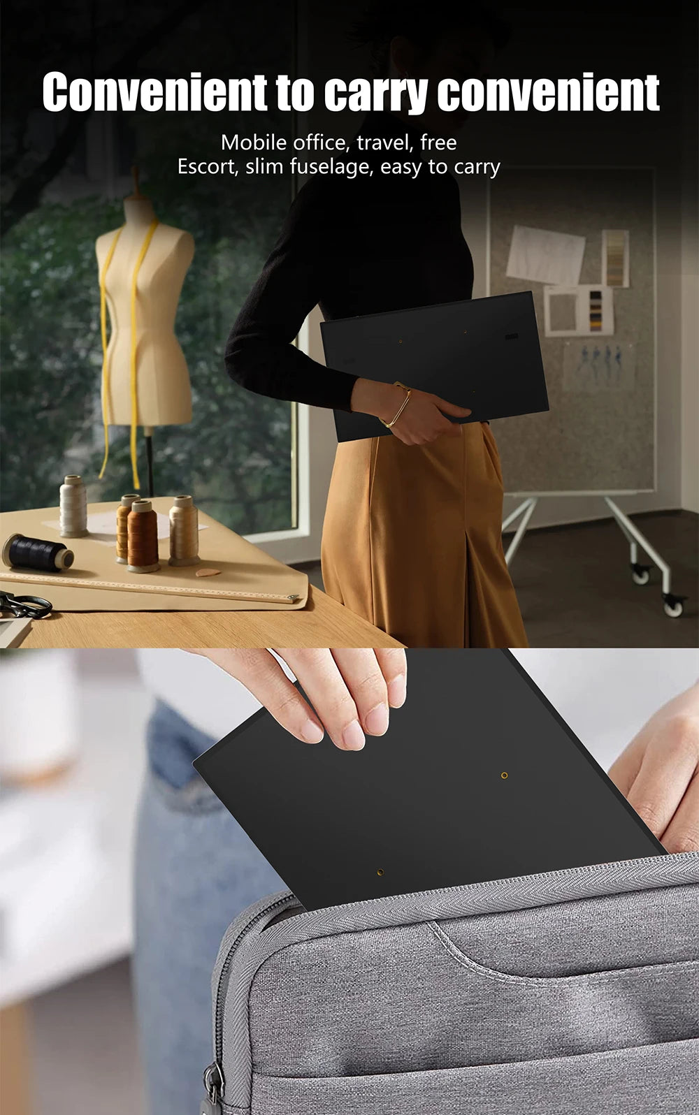 14-Inch Portable Monitor - 60Hz Lightweight Travel Display with Speakers - 12