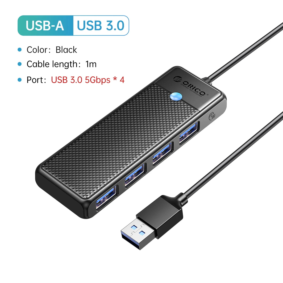 4-Port USB 3.0 Type-C Hub - Ultra-Slim High-Speed Data Expansion Adapter