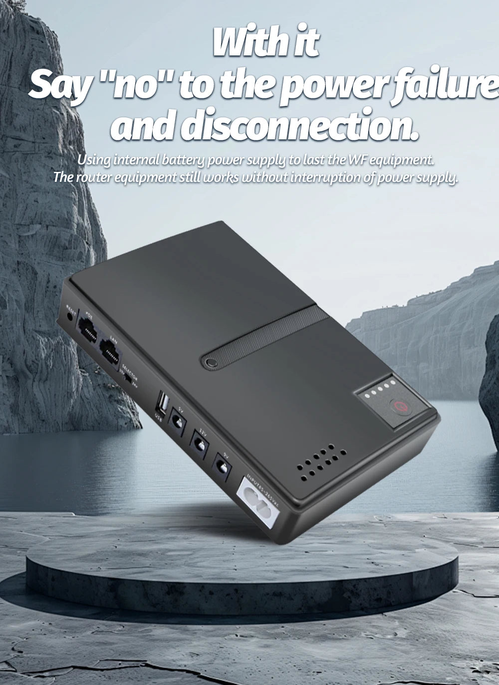 Mini DC UPS Power Backup for Wi-Fi Router & Modem - 5V/9V/12V Compatible