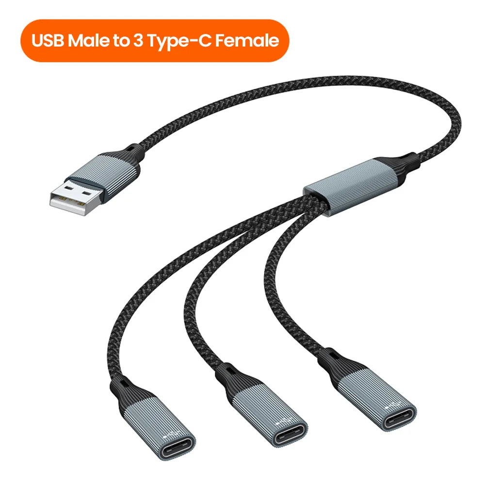 USB-C to 3-Port USB 3.0 Hub Adapter - High-Speed Data & OTG Splitter - 22