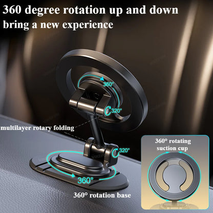 1040° Rotation Magnetic Car Phone Mount for iPhone 16 15 14 13 12 & Android