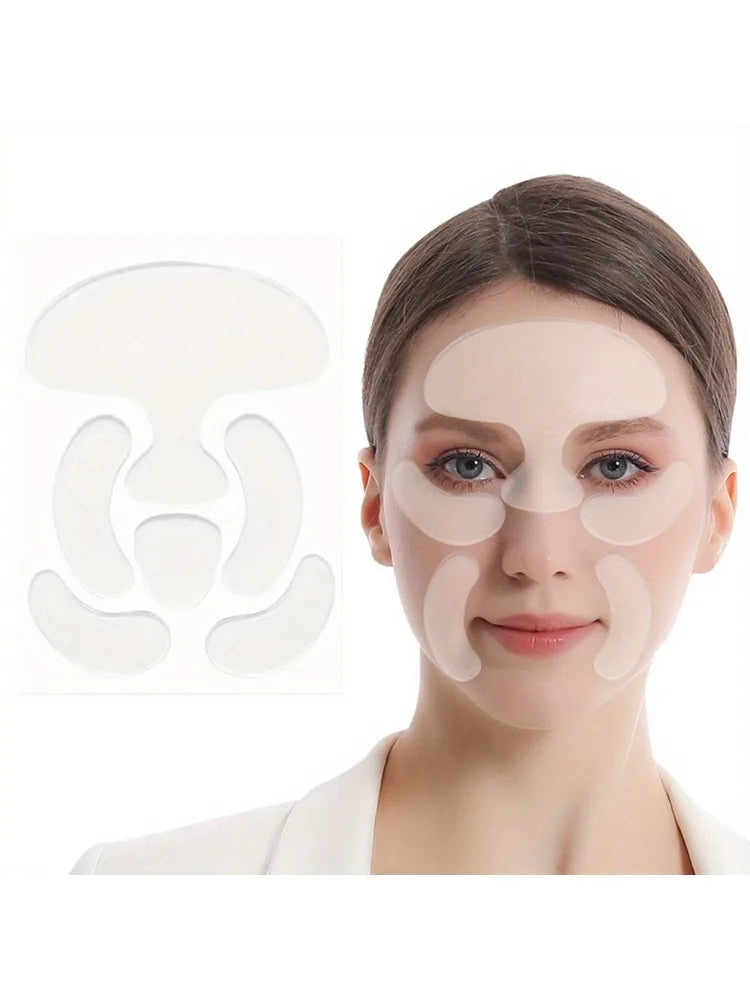 Reusable Silicone Anti-Wrinkle Face Patches - Forehead & Eye Smoothing Set - 10