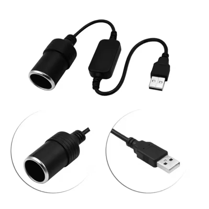 USB to 12V Car Cigarette Lighter Socket Adapter Converter - 6