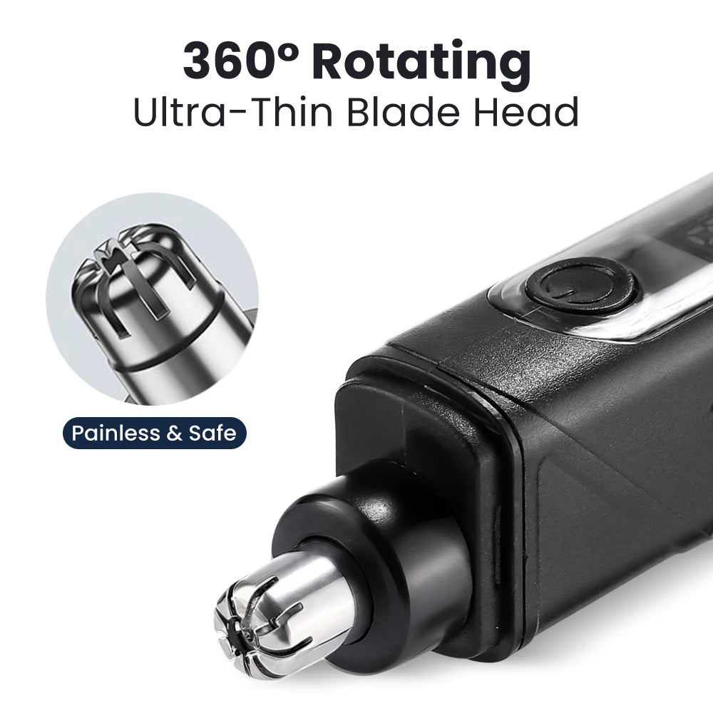 Professional Electric Nose & Ear Hair Trimmer with LED Battery Display