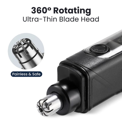 Professional Electric Nose & Ear Hair Trimmer with LED Battery Display