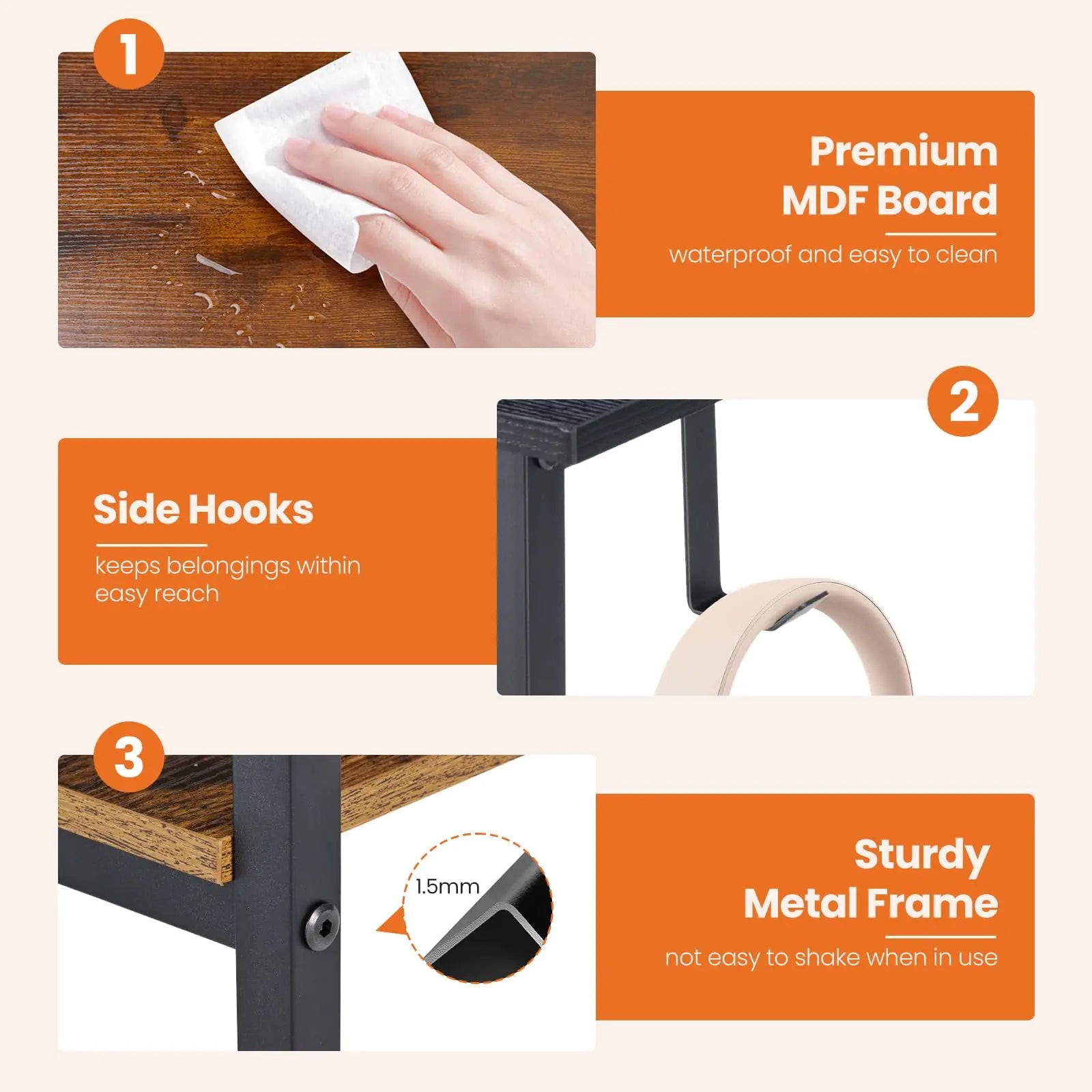 Modern 47-Inch Computer Desk with Reversible Storage Drawers for Home Office - 4