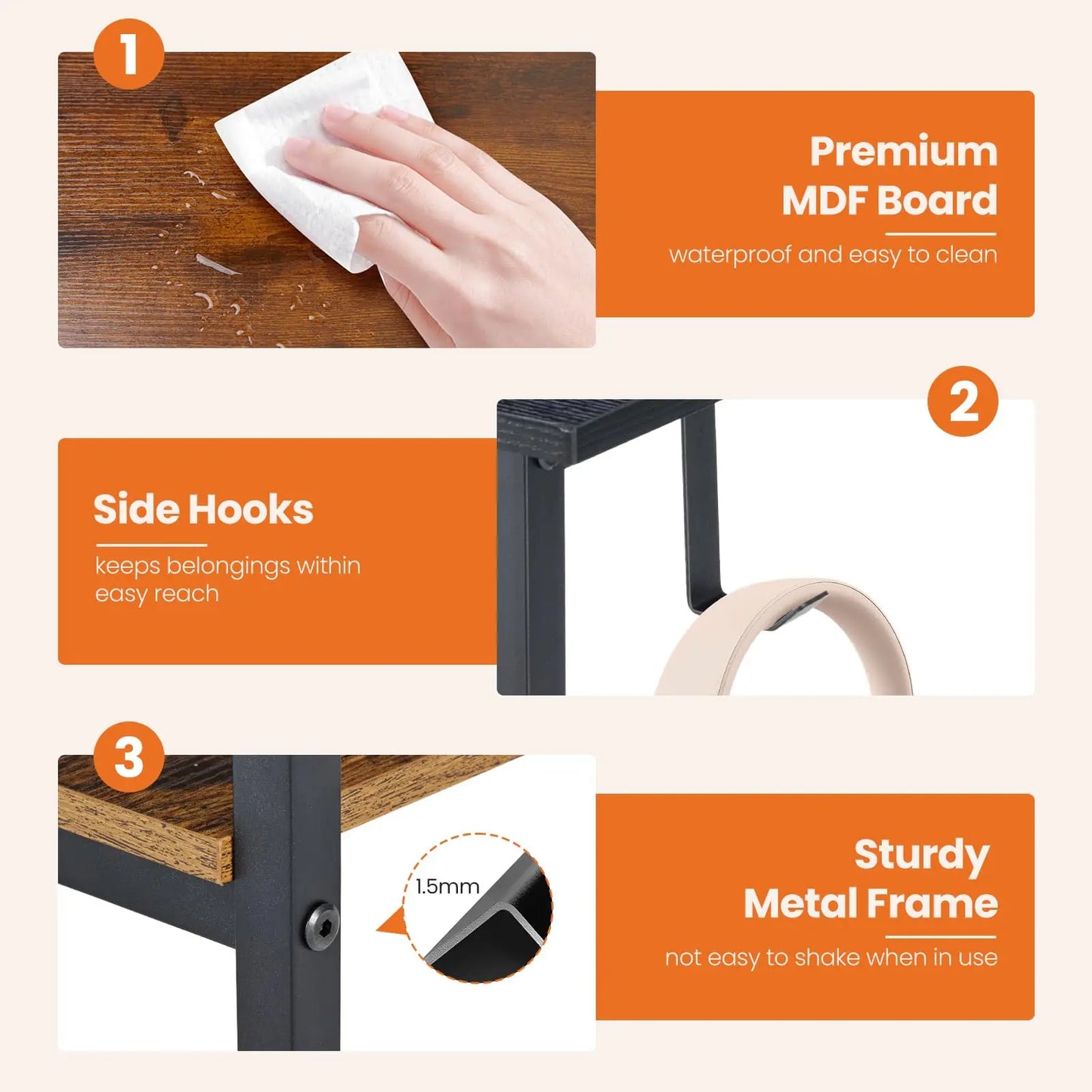 Modern 47-Inch Computer Desk with Reversible Storage Drawers for Home Office