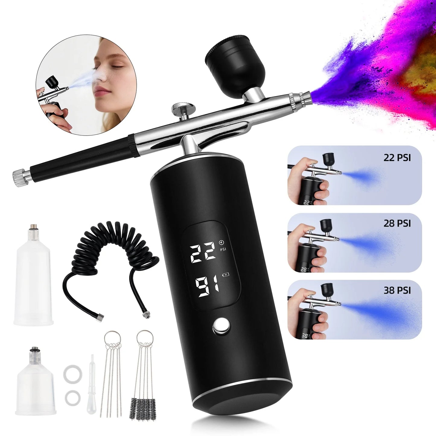 Cordless Airbrush Kit with Compressor for Nails, Cake & Makeup