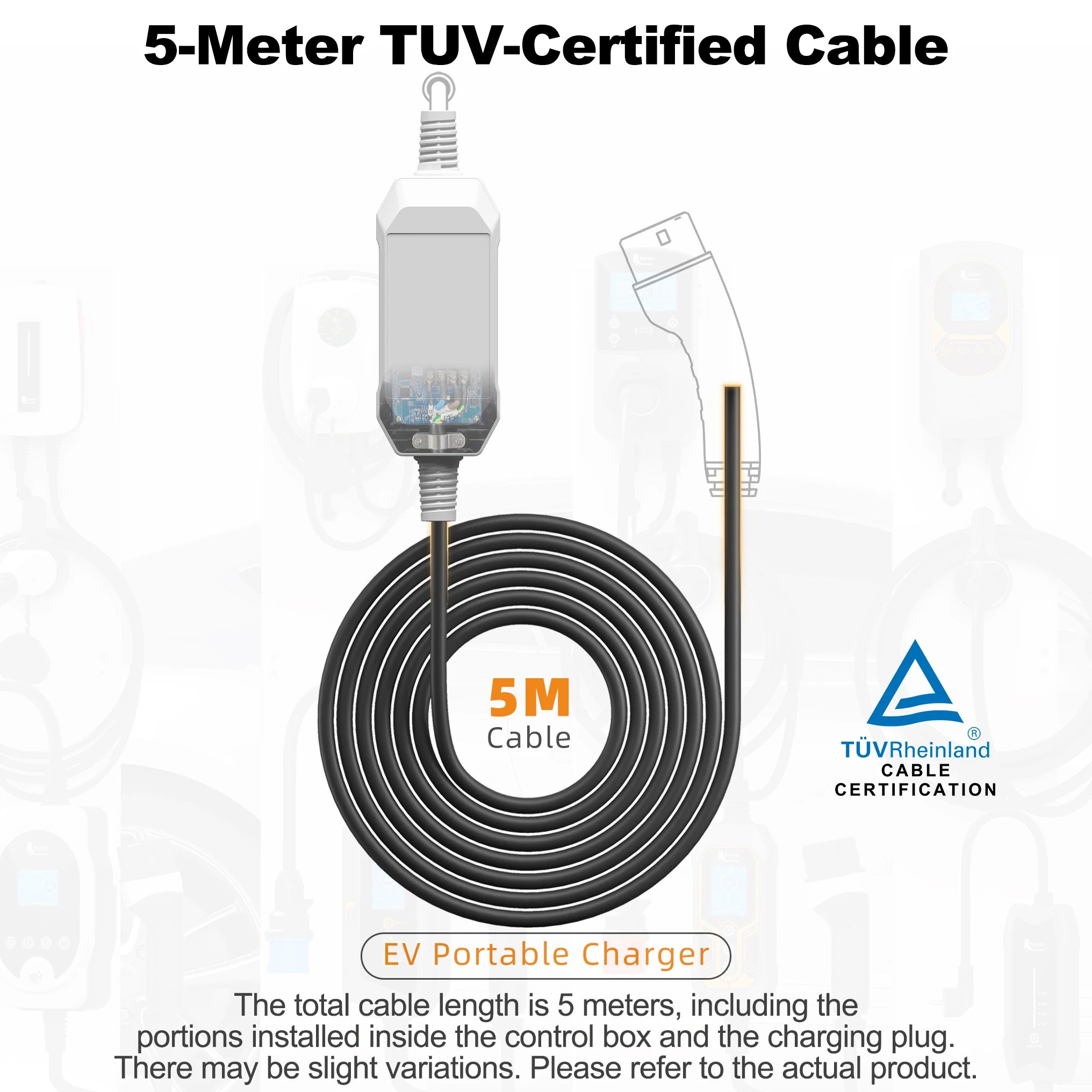 Portable EV Charger Type 1 & 2 - 3.5KW Adjustable Electric Car Charging Cable - 18