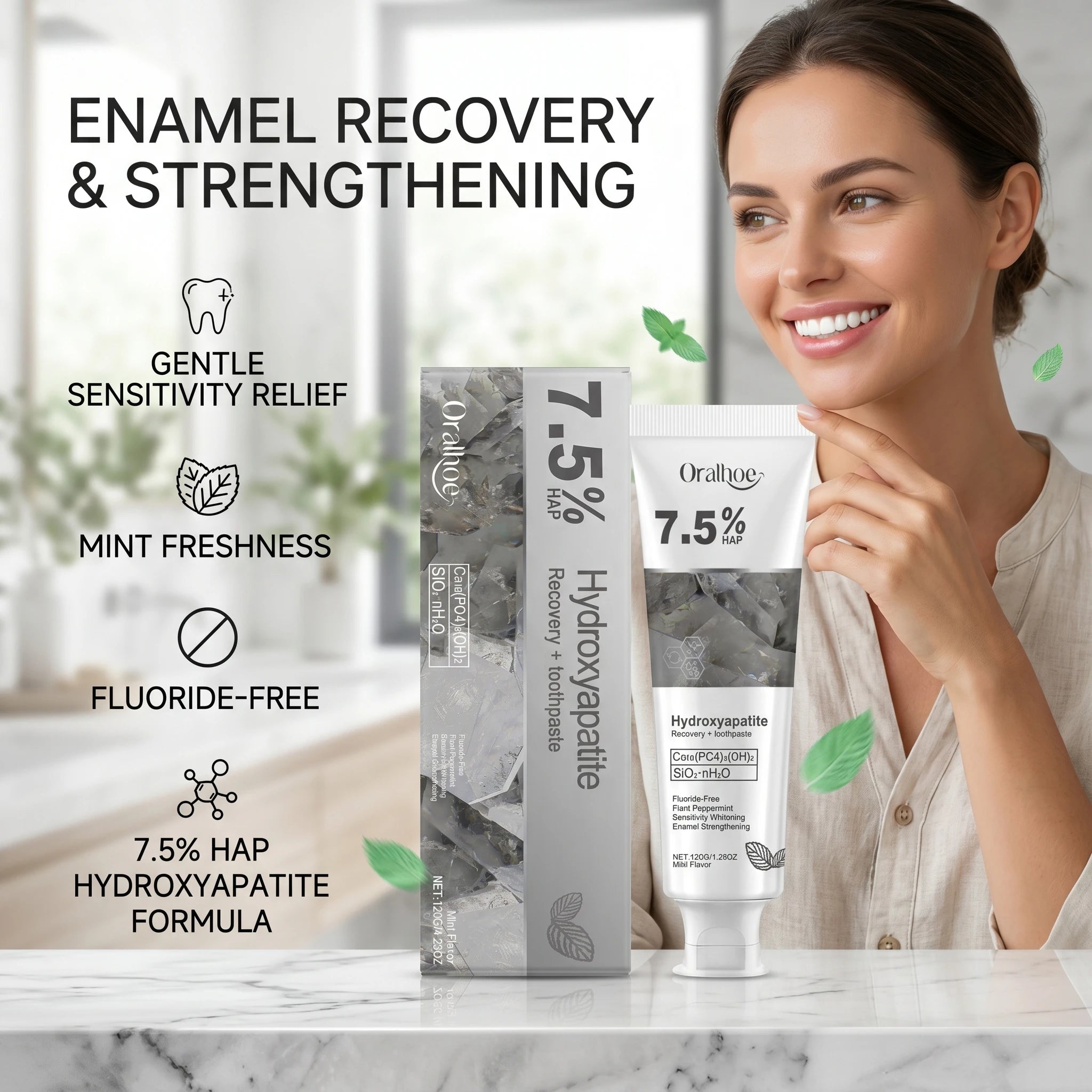 7.5% Hydroxyapatite Enamel Repair & Whitening Toothpaste - Sensitive Teeth Care - 11