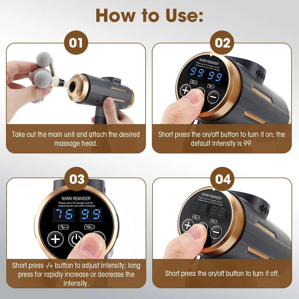 11-Head Deep Tissue Percussion Massage Gun - Electric Body & Muscle Massager - 13