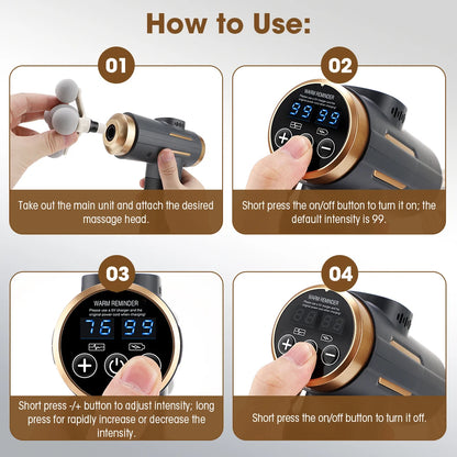 11-Head Deep Tissue Percussion Massage Gun - Electric Body & Muscle Massager