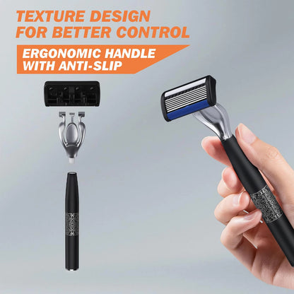 6-Layer Men's Manual Razor - Stainless Steel Shaving Set