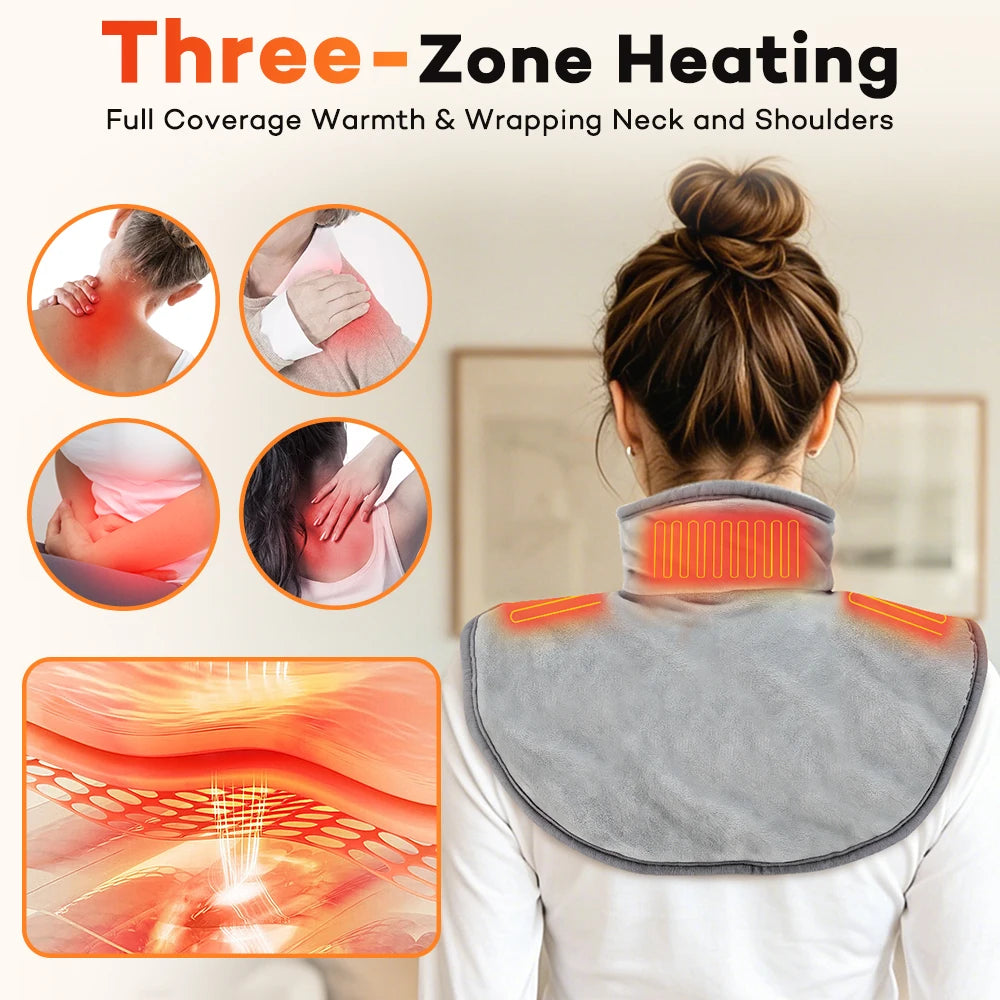 USB Electric Heated Neck and Shoulder Heating Pad with 3 Adjustable Heat Levels