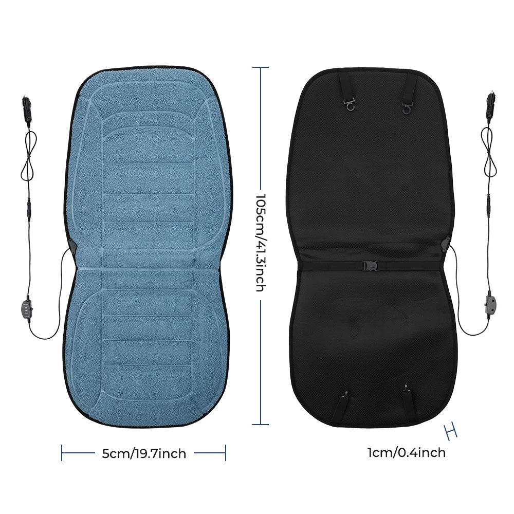 Heated Car Seat Cover - Thermal Lambswool Cushion Warmer for Winter Driving - 17
