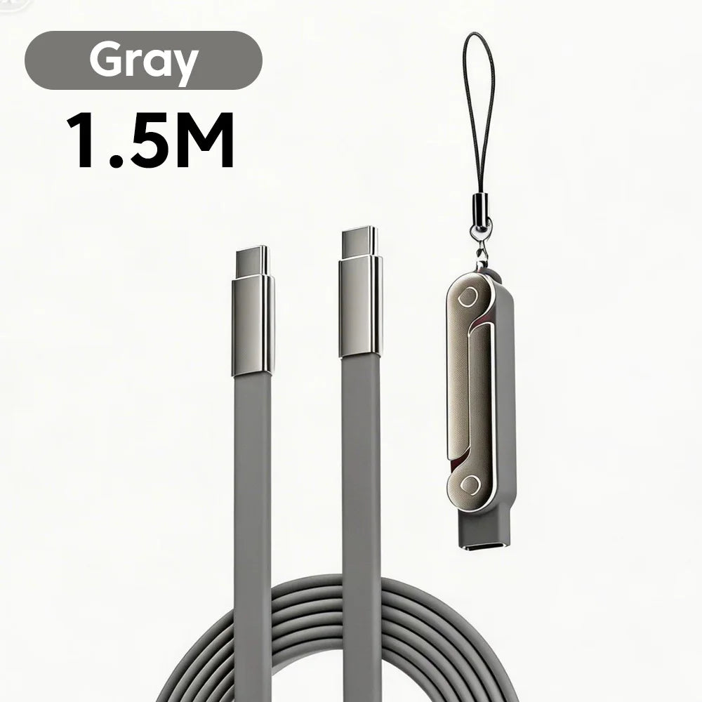 240W 2-in-1 USB-C Fast Charging Cable with Built-in Phone Stand