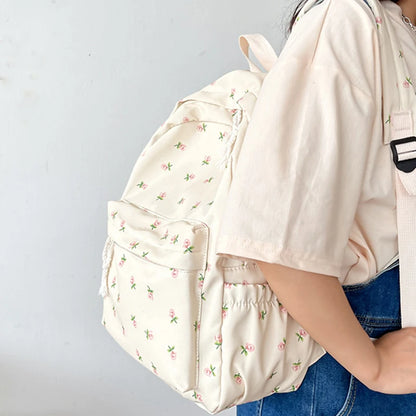 Luxury Floral Nylon School Backpack