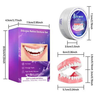 Silicone Denture Reliner Kit - Comfortable Temporary Teeth Whitening & Fit Set