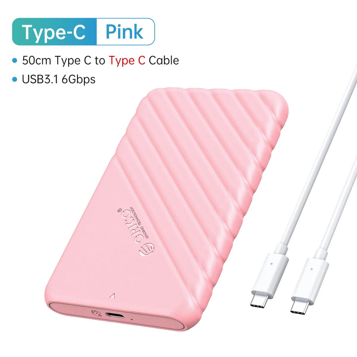 2.5" SATA HDD SSD External Hard Drive Enclosure - USB 3.0/Type-C Adapter