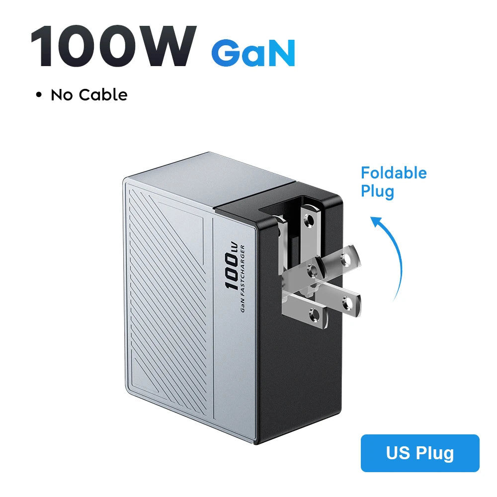 100W GaN USB-C Fast Charger - Multi-Port PD Quick Charging Adapter - 35