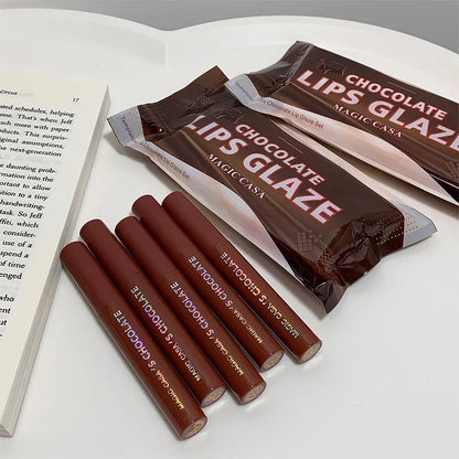 5-Piece Chocolate Matte Lip Glaze Set - Long-Lasting Waterproof Lip Tint