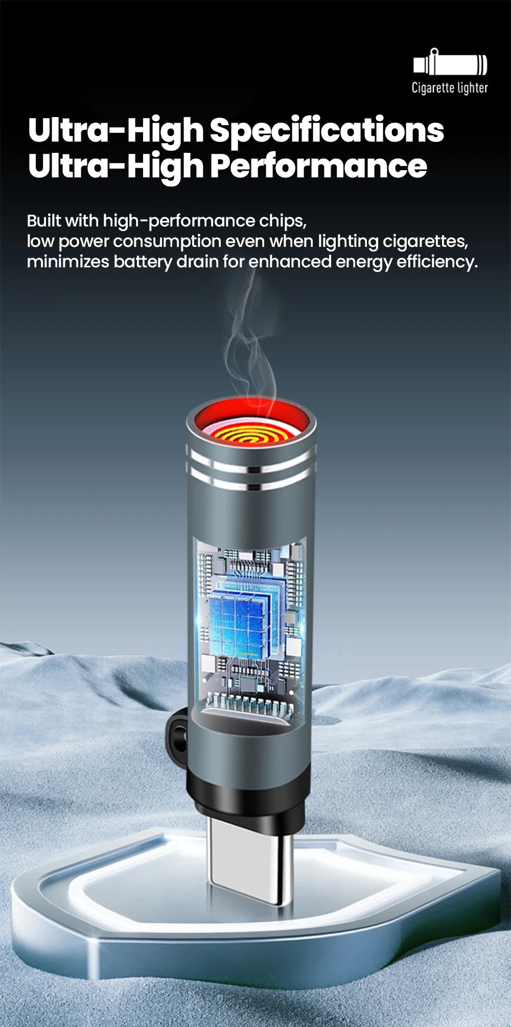 Mini USB-C Portable Cigarette Lighter - Instant Flameless Igniter - 12