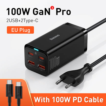 Baseus 100W/65W GaN3 Pro Desktop Fast Charger Station for Laptops & Phones
