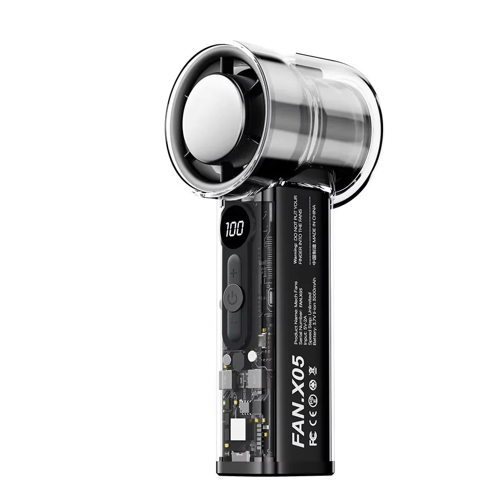 Portable 100-Speed Foldable Cooling Fan with LED Display