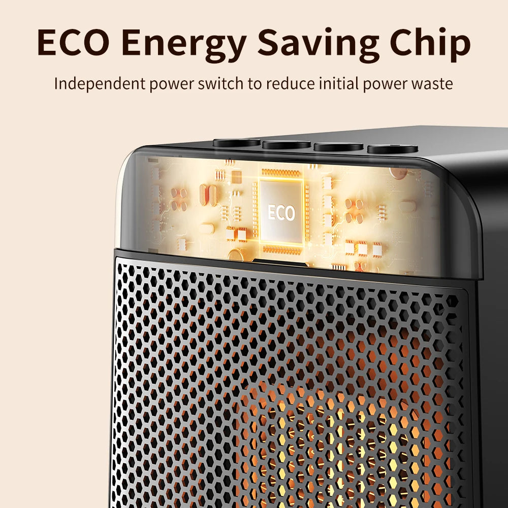 Portable Electric Ceramic Space Heater with Ambient Flame Light & Timer