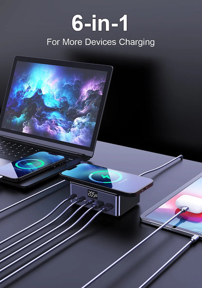 205W GaN Desktop Fast Charger - 6-in-1 USB-C PD Multi-Port Charging Station