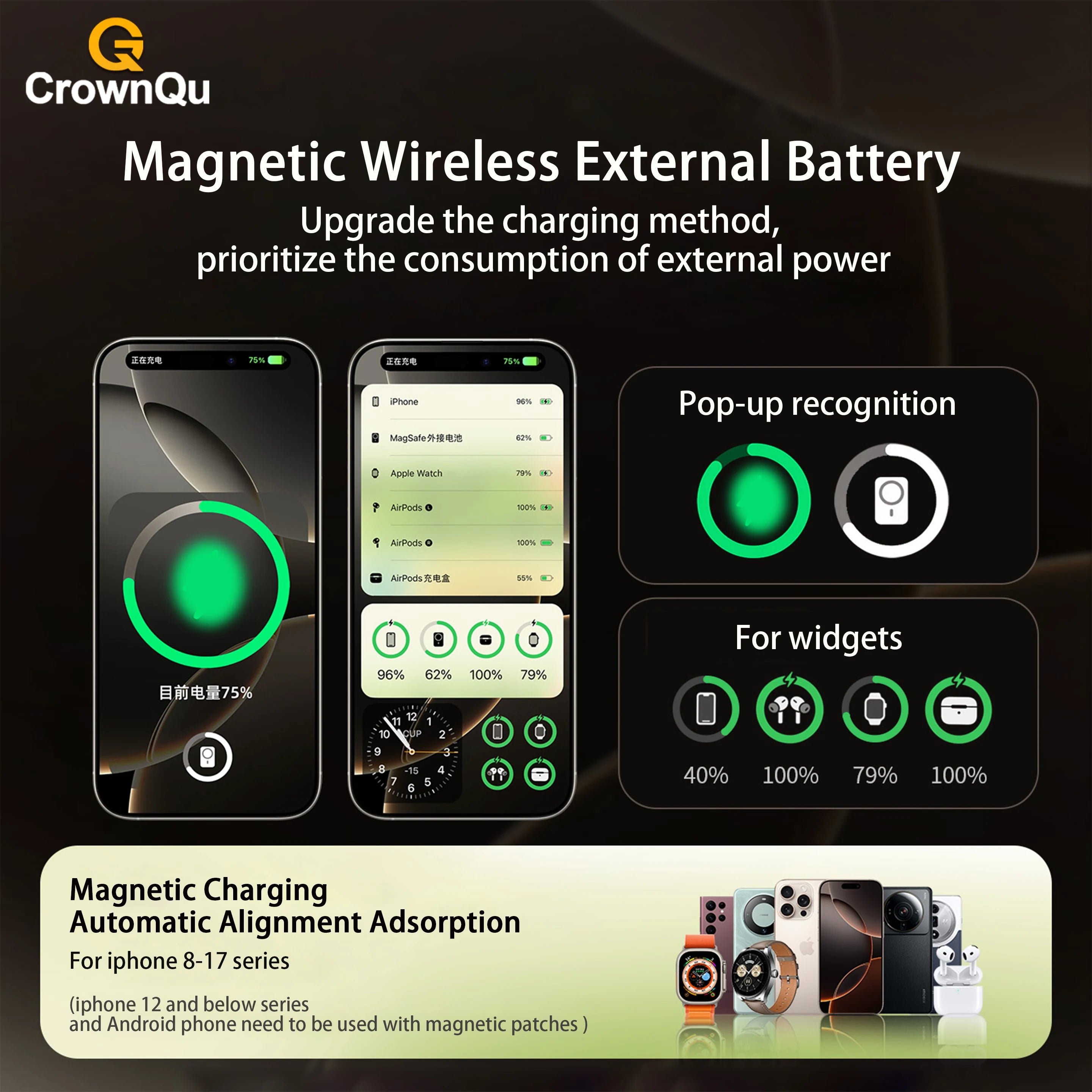 Magnetic 3-in-1 Wireless Power Bank 10000mAh Fast Charging for iPhone - 4