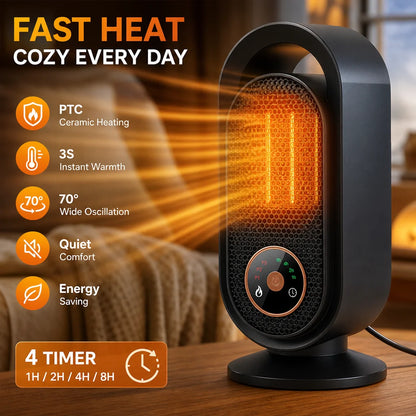 Portable Electric Ceramic Space Heater for Home Office Quiet Fast Heating