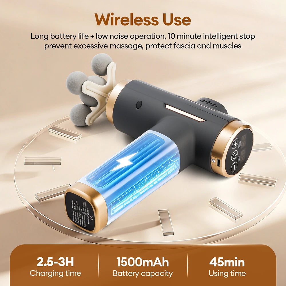 11-in-1 Deep Tissue Massage Gun with 99 Speeds & LED Touch Screen - 11