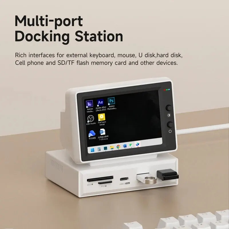 3.5" IPS Mini PC Data Monitor & USB-C Docking Station for Laptop - 3