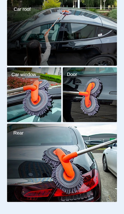360° Rotating Double Head Car Wash Mop with Telescopic Handle
